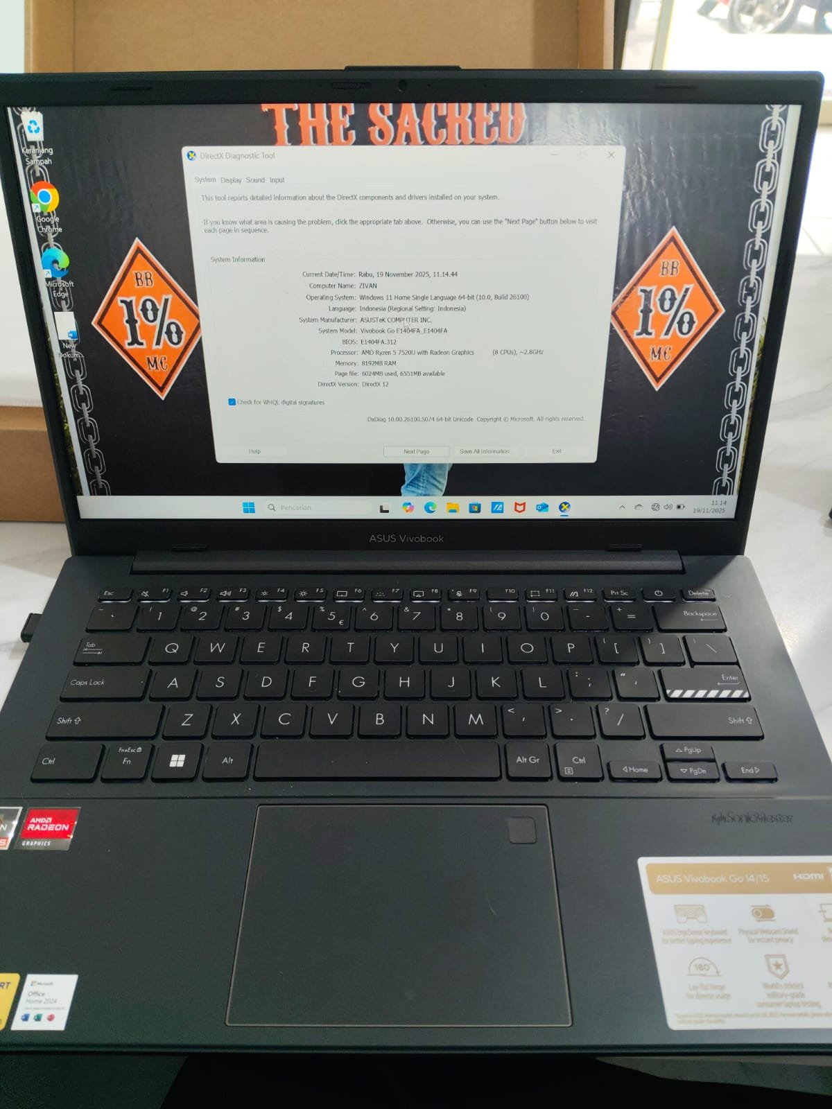 Vivobook E1404F Ryzen 5 Ram 8 SSD 512 GB